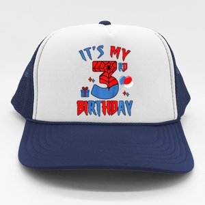 3rd Birthday Spider Web Theme Party Three 3 Year Bday Trucker Hat