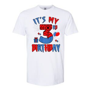 3rd Birthday Spider Web Theme Party Three 3 Year Bday Softstyle CVC T-Shirt