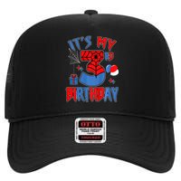 3rd Birthday Spider Web Theme Party Three 3 Year Bday High Crown Mesh Back Trucker Hat