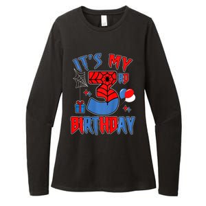 3rd Birthday Spider Web Theme Party Three 3 Year Bday Womens CVC Long Sleeve Shirt