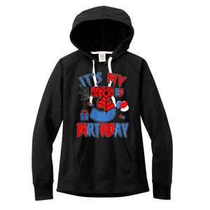 3rd Birthday Spider Web Theme Party Three 3 Year Bday Women's Fleece Hoodie