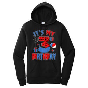 3rd Birthday Spider Web Theme Party Three 3 Year Bday Women's Pullover Hoodie