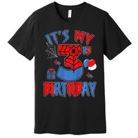 3rd Birthday Spider Web Theme Party Three 3 Year Bday Premium T-Shirt