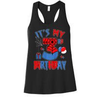 3rd Birthday Spider Web Theme Party Three 3 Year Bday Women's Racerback Tank