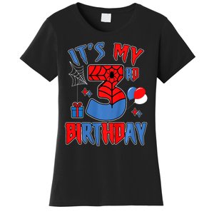 3rd Birthday Spider Web Theme Party Three 3 Year Bday Women's T-Shirt