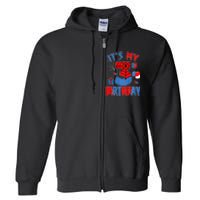 3rd Birthday Spider Web Theme Party Three 3 Year Bday Full Zip Hoodie