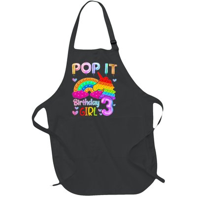 3rd Birthday Unicorn Fidget Pop It Birthday 3 Year Old Full-Length Apron With Pockets