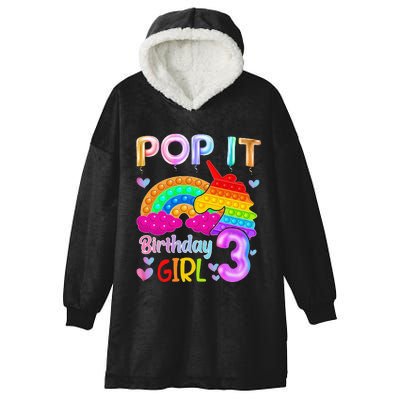 3rd Birthday Unicorn Fidget Pop It Birthday 3 Year Old Hooded Wearable Blanket