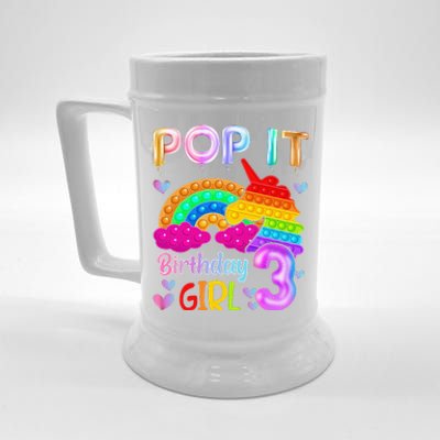 3rd Birthday Unicorn Fidget Pop It Birthday 3 Year Old Beer Stein