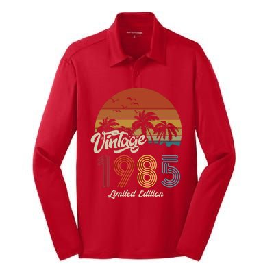 38th Birthday Vintage Limited Edition 1985 Silk Touch Performance Long Sleeve Polo