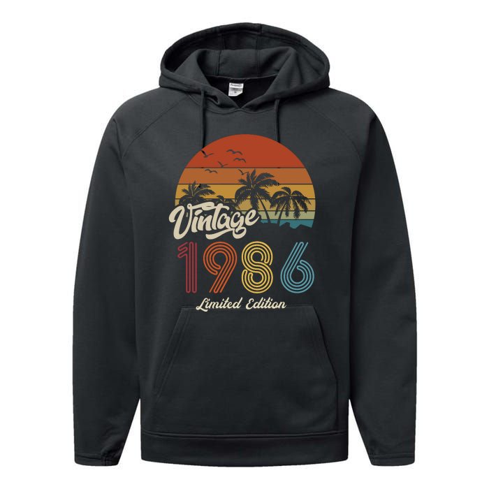 37th Birthday Vintage Limited Edition 1986 Performance Fleece Hoodie