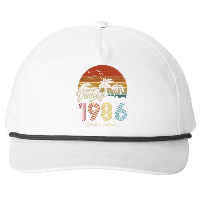 37th Birthday Vintage Limited Edition 1986 Snapback Five-Panel Rope Hat