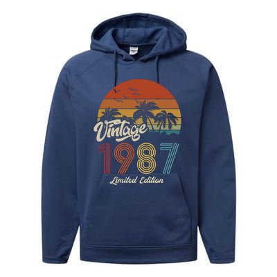 36th Birthday Vintage Limited Edition 1987 Performance Fleece Hoodie