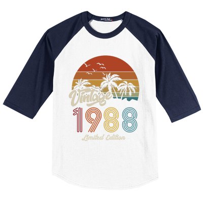 35th Birthday Vintage Limited Edition 1988 Baseball Sleeve Shirt