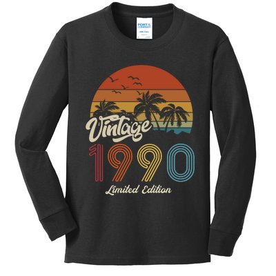 33rd Birthday Vintage Limited Edition 1990 Kids Long Sleeve Shirt