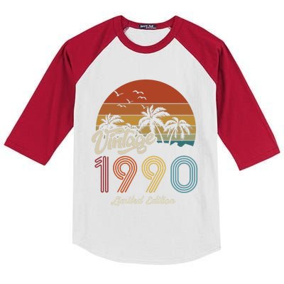 33rd Birthday Vintage Limited Edition 1990 Kids Colorblock Raglan Jersey