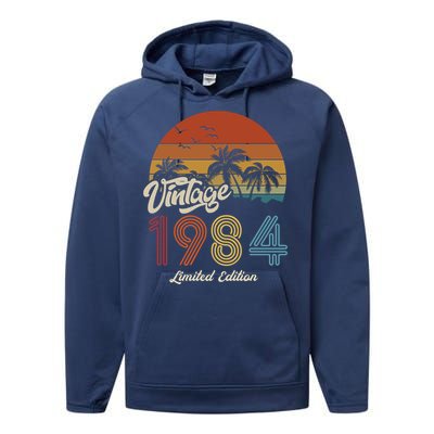 39th Birthday Vintage Limited Edition 1984 Performance Fleece Hoodie