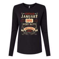 32th Birthday Vintage January 1991 32 Year Old Women Womens Cotton Relaxed Long Sleeve T-Shirt