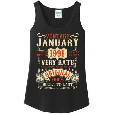 32th Birthday Vintage January 1991 32 Year Old Women Ladies Essential Tank