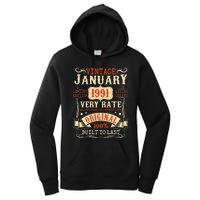 32th Birthday Vintage January 1991 32 Year Old Women Women's Pullover Hoodie