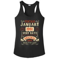 32th Birthday Vintage January 1991 32 Year Old Women Ladies PosiCharge Competitor Racerback Tank