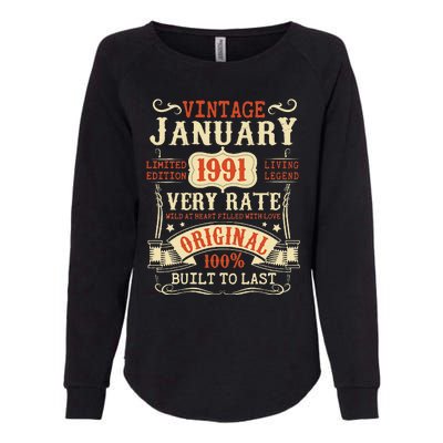 32th Birthday Vintage January 1991 32 Year Old Women Womens California Wash Sweatshirt