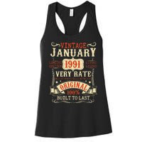 32th Birthday Vintage January 1991 32 Year Old Women Women's Racerback Tank