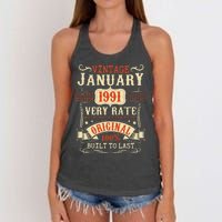 32th Birthday Vintage January 1991 32 Year Old Women Women's Knotted Racerback Tank