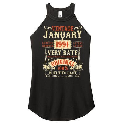 32th Birthday Vintage January 1991 32 Year Old Women Women's Perfect Tri Rocker Tank