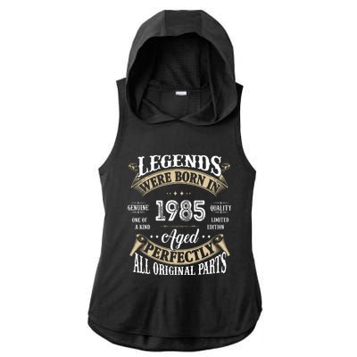 37rd Birthday Vintage Legends Born In 1985 Ladies PosiCharge Tri-Blend Wicking Draft Hoodie Tank