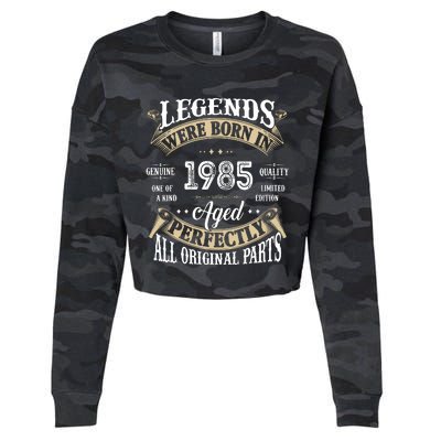 37rd Birthday Vintage Legends Born In 1985 Cropped Pullover Crew