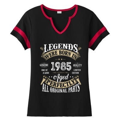 37rd Birthday Vintage Legends Born In 1985 Ladies Halftime Notch Neck Tee