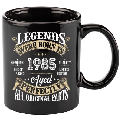 37rd Birthday Vintage Legends Born In 1985 11oz C Handle Ceramic Mug