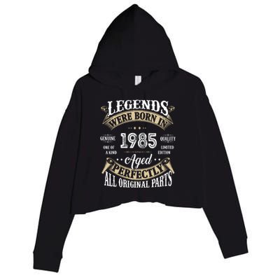 37rd Birthday Vintage Legends Born In 1985 Crop Fleece Hoodie