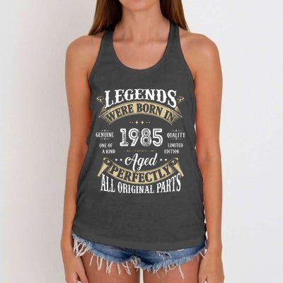 37rd Birthday Vintage Legends Born In 1985 Women's Knotted Racerback Tank