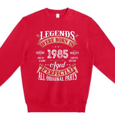 37rd Birthday Vintage Legends Born In 1985 Premium Crewneck Sweatshirt