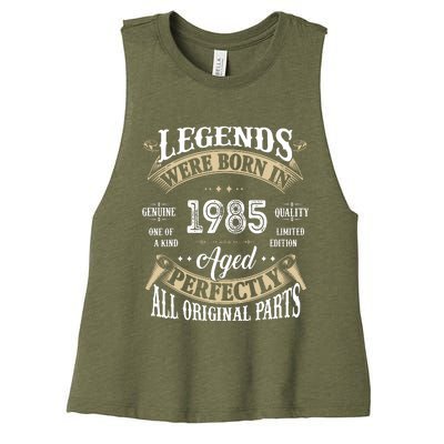 37rd Birthday Vintage Legends Born In 1985 Women's Racerback Cropped Tank