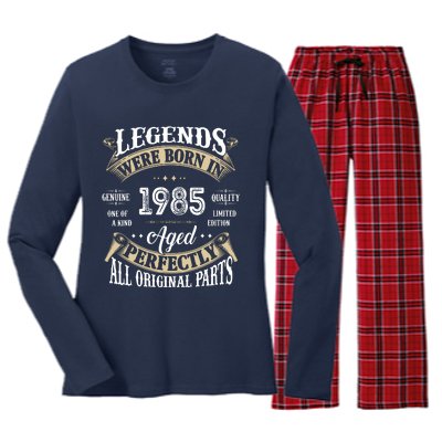 37rd Birthday Vintage Legends Born In 1985 Women's Long Sleeve Flannel Pajama Set 