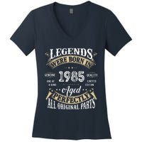 37rd Birthday Vintage Legends Born In 1985 Women's V-Neck T-Shirt