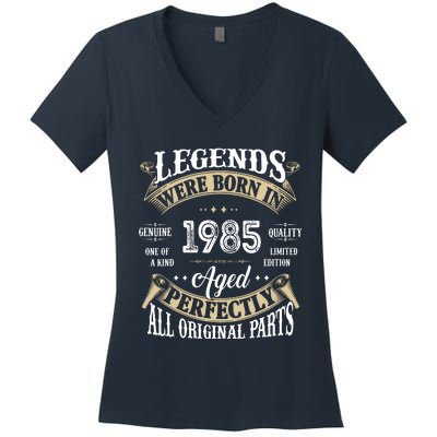 37rd Birthday Vintage Legends Born In 1985 Women's V-Neck T-Shirt