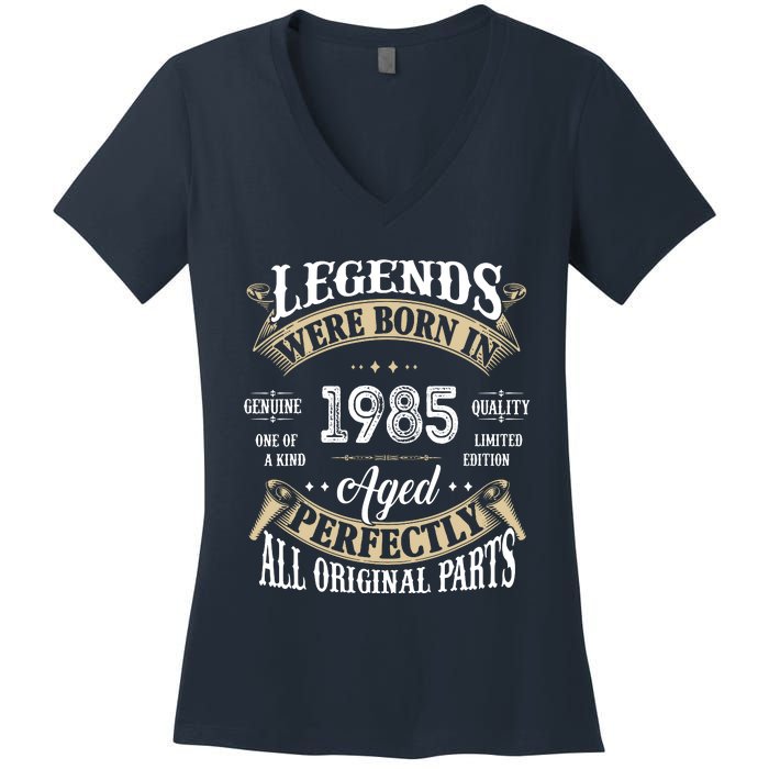 37rd Birthday Vintage Legends Born In 1985 Women's V-Neck T-Shirt