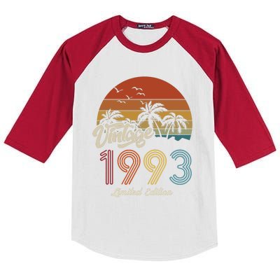 30th Birthday Vintage Limited Edition 1993 Kids Colorblock Raglan Jersey