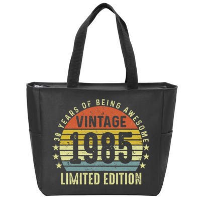 38th Birthday Vintage 1985 Turning 38 Year Old For Man Women Zip Tote Bag