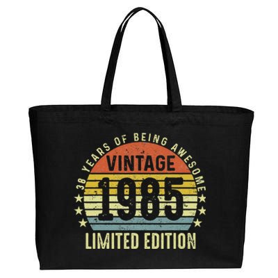 38th Birthday Vintage 1985 Turning 38 Year Old For Man Women Cotton Canvas Jumbo Tote