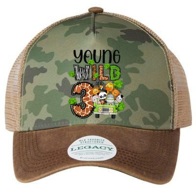 3rd Birthday Young Wild Three 3 Year Old Safari Zoo Legacy Tie Dye Trucker Hat