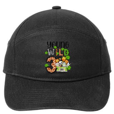 3rd Birthday Young Wild Three 3 Year Old Safari Zoo 7-Panel Snapback Hat