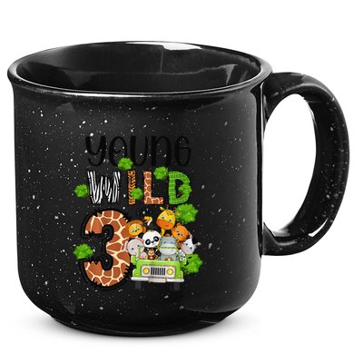 3rd Birthday Young Wild Three 3 Year Old Safari Zoo 15oz Campfire Ceramic Mug