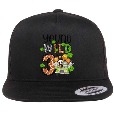 3rd Birthday Young Wild Three 3 Year Old Safari Zoo Flatbill Hat