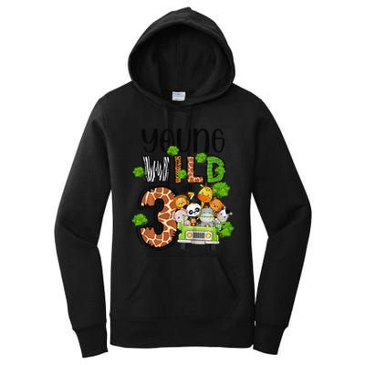 3rd Birthday Young Wild Three 3 Year Old Safari Zoo Women's Pullover Hoodie
