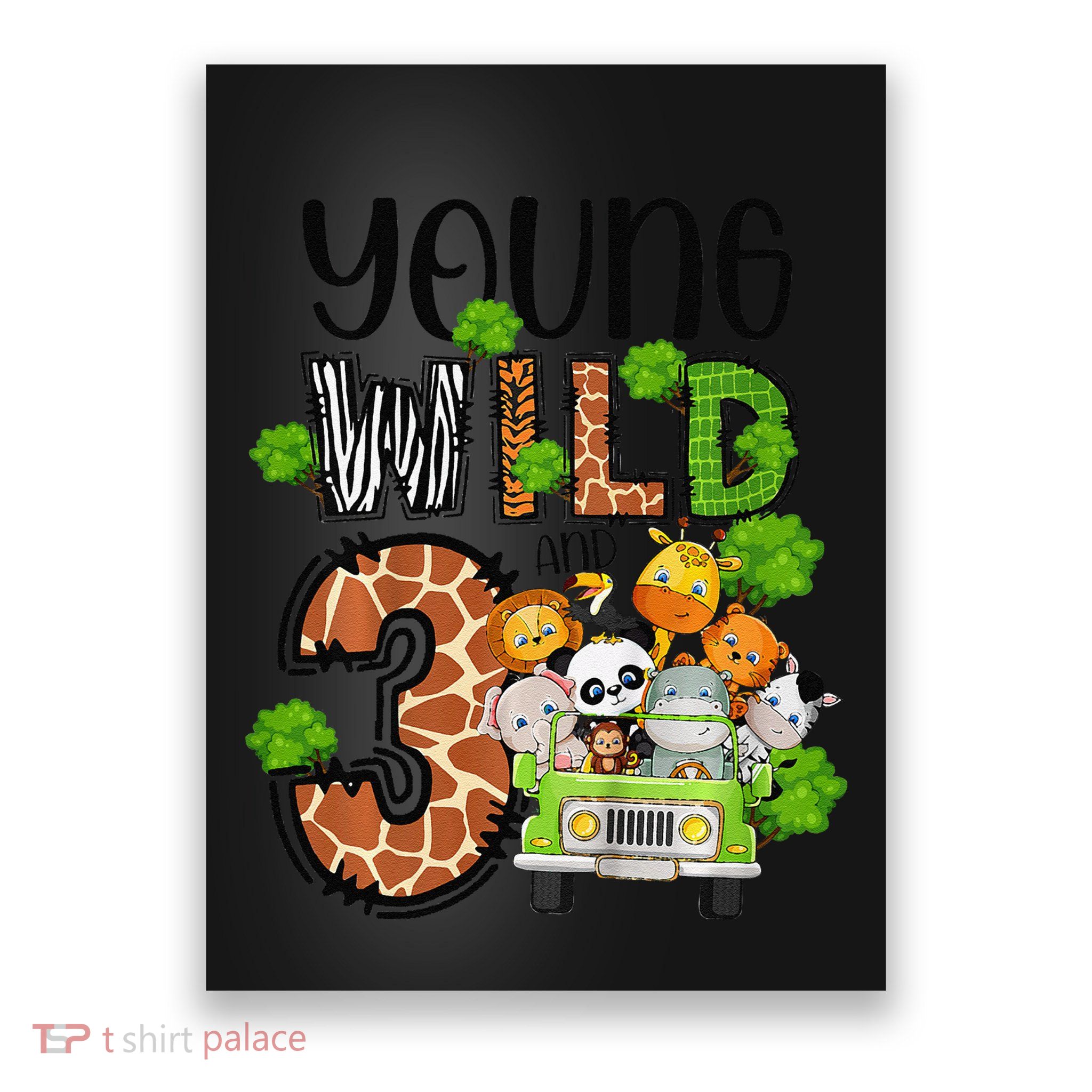 3rd Birthday Young Wild Three 3 Year Old Safari Zoo Poster